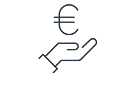Icon hand holding euro sign