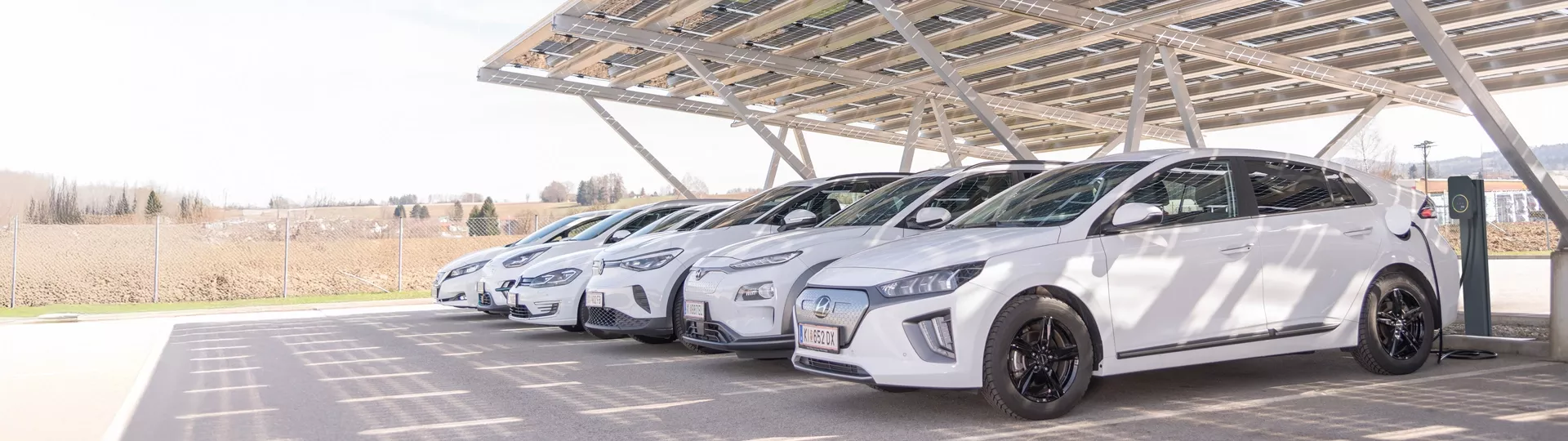 E-car fleet on company parking lot